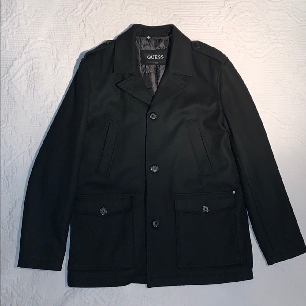 Guess Black Military inspired Peacoat Size Large